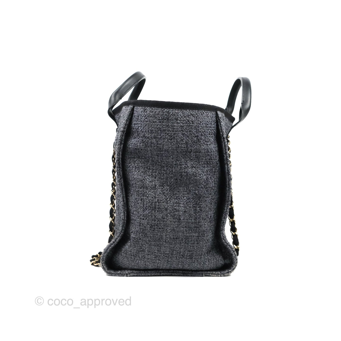 Chanel Large Deauville Charcoal Grey Canvas Gold Hardware