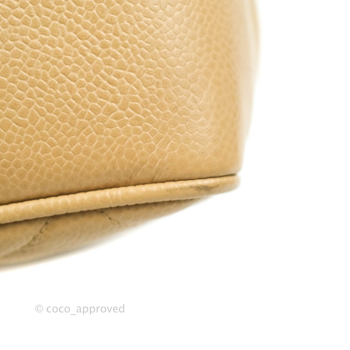 Chanel Vintage CC Quilted Tote Dark Beige Caviar 24K Gold Hardware