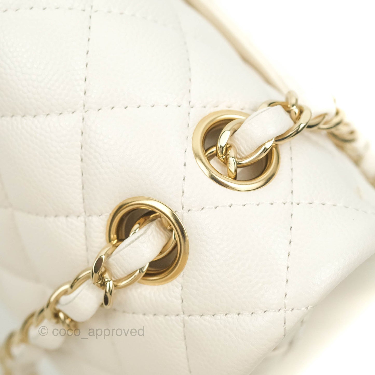 Chanel Classic Small S/M Flap White Caviar Gold Hardware 21S