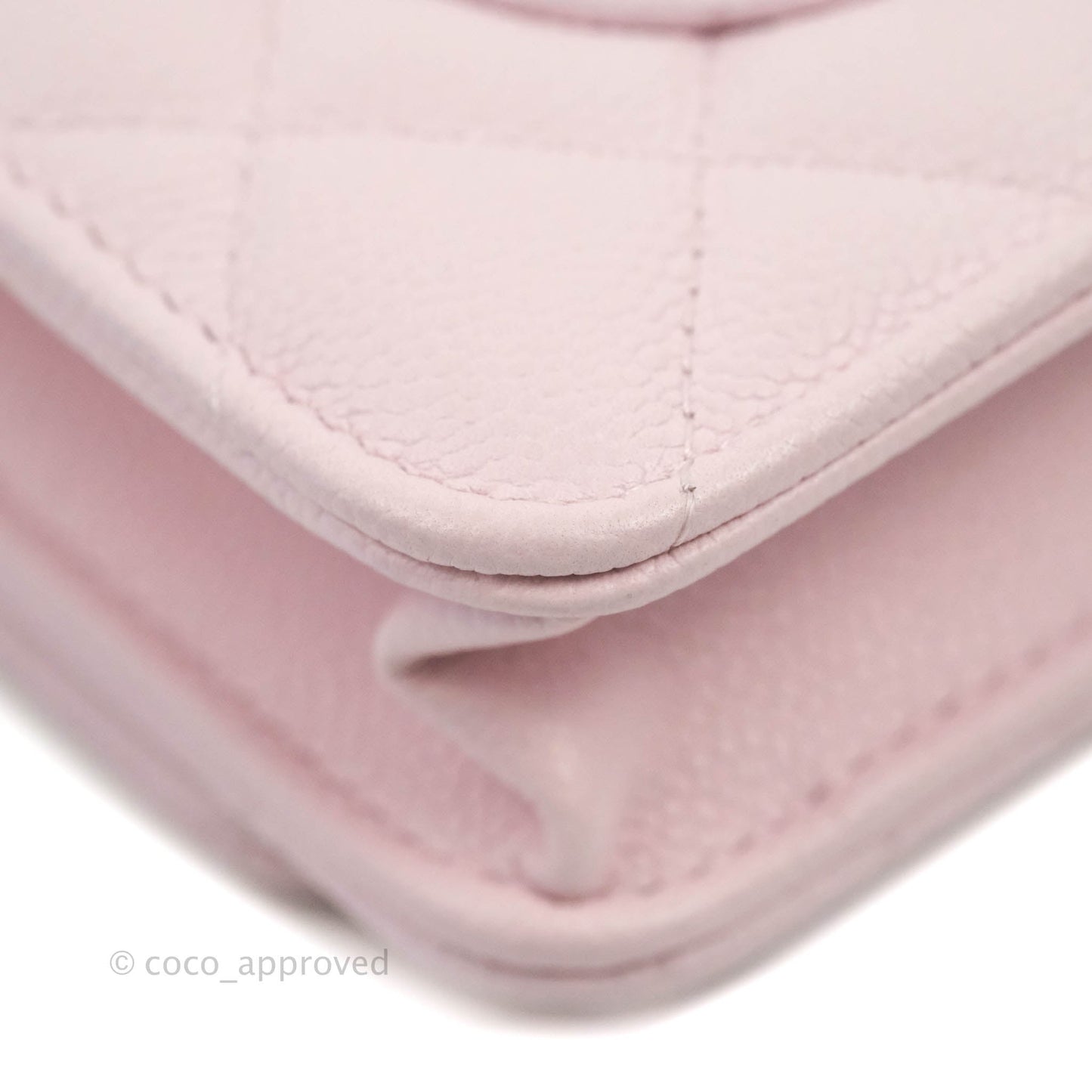 Chanel Quilted CC Chain Wallet on Chain WOC Light Pink Caviar Gold Hardware 22P