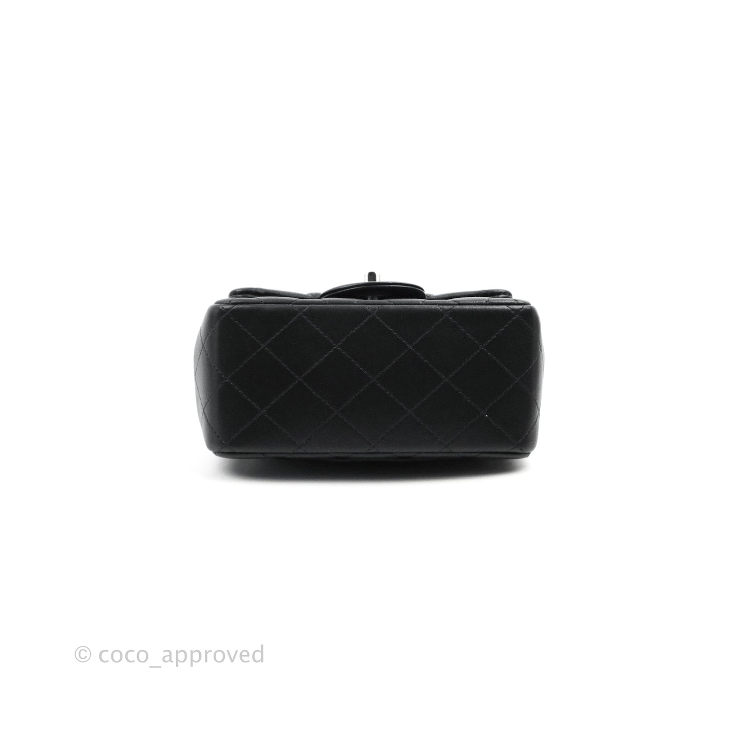Chanel Mini Square Black Lambskin Silver Hardware