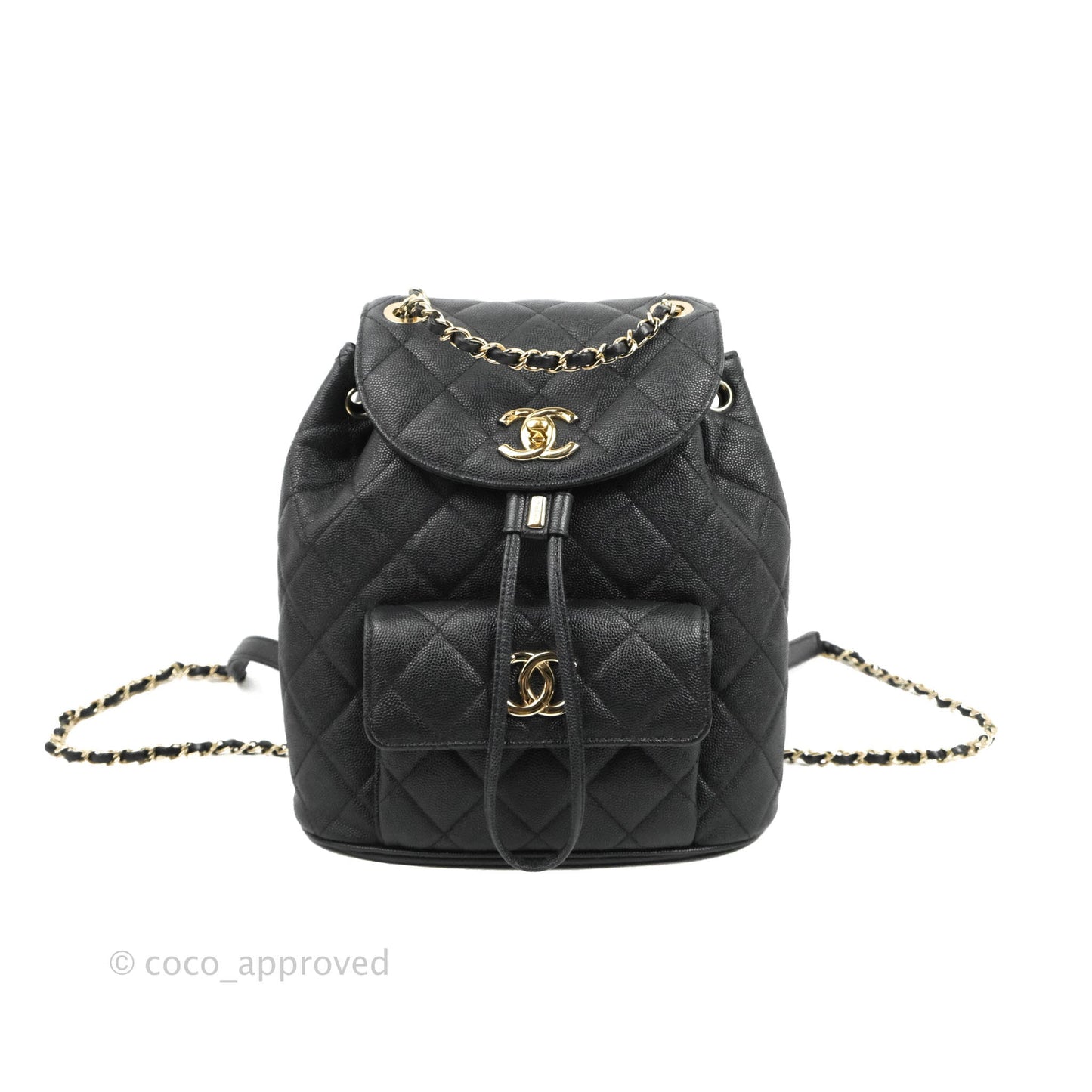 Chanel Quilted Black Caviar Duma Backpack Bag Gold Hardware