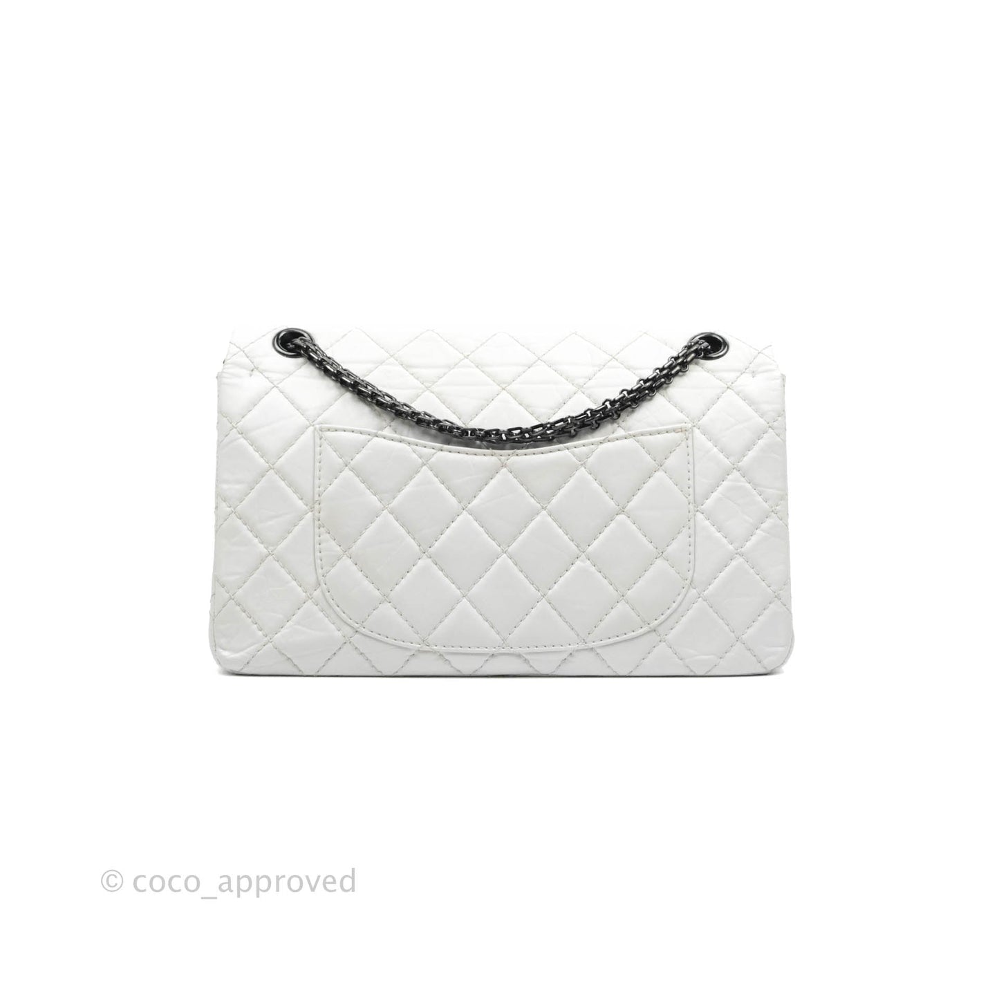 Chanel Quilted Reissue 226 Flap White Aged Calfskin Gun Metal Hardware