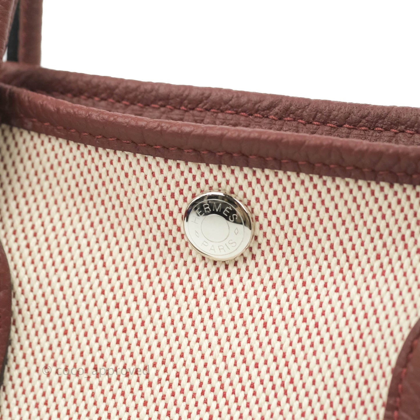 Hermès Garden Party 30 Canvas Framboise Rouge Sellier With Twilly