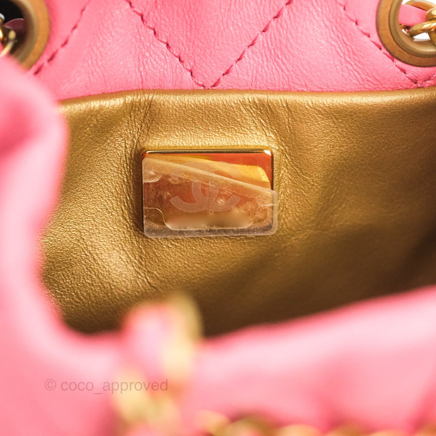 Chanel Quilted Crystal Pearl Crush Drawstring Bucket Bag Pink Lambskin Gold Hardware