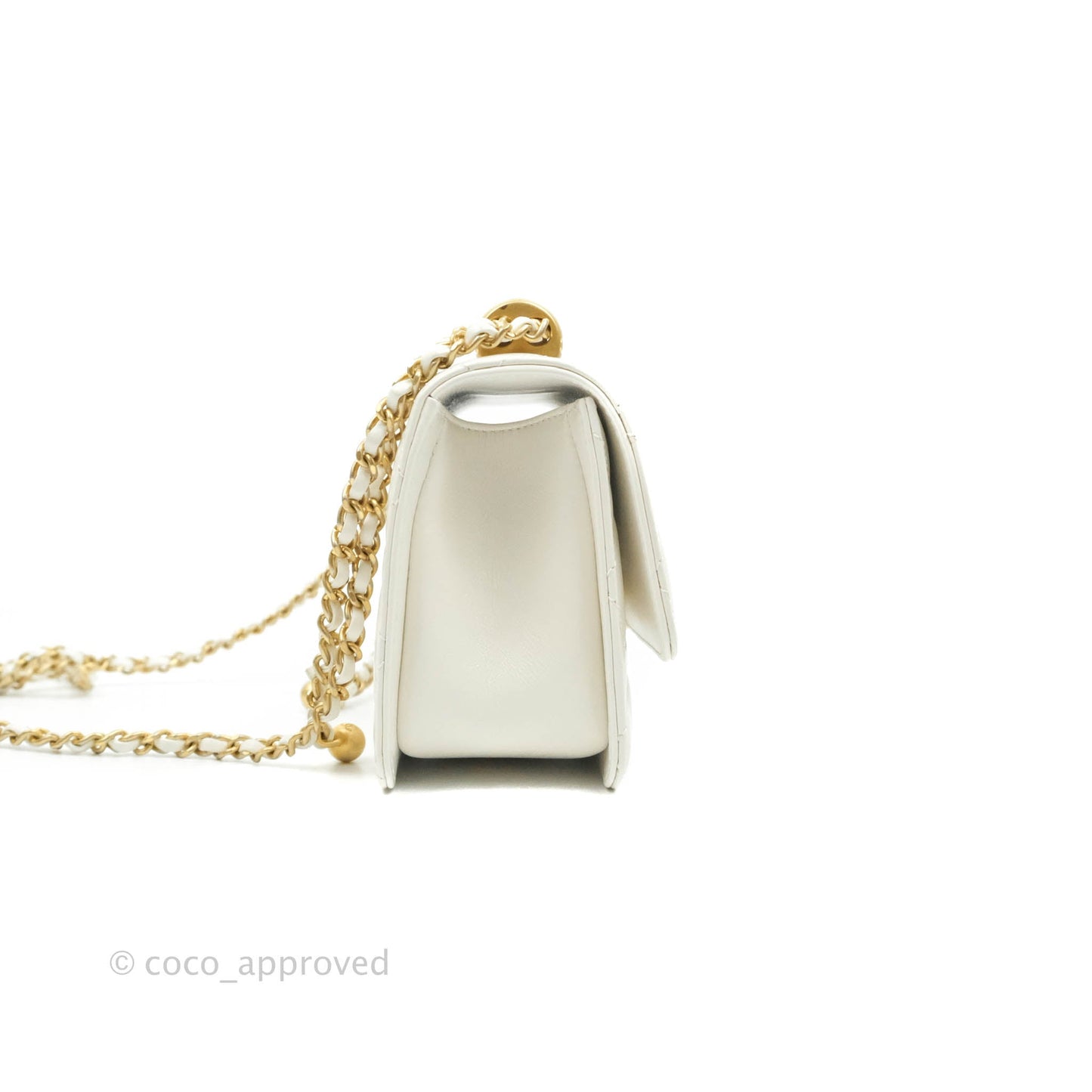 Chanel Quilted Mini Perfect Fit Adjustable White Calfskin Gold Hardware