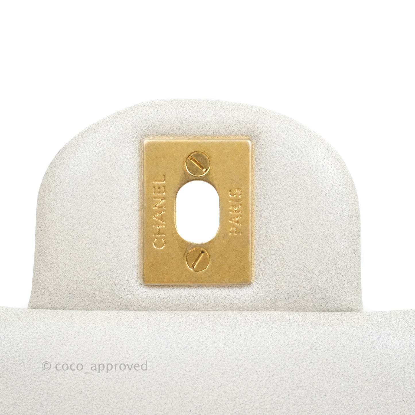 Chanel Top Handle Mini Rectangular Flap Bag Iridescent White Lambskin Aged Gold Hardware