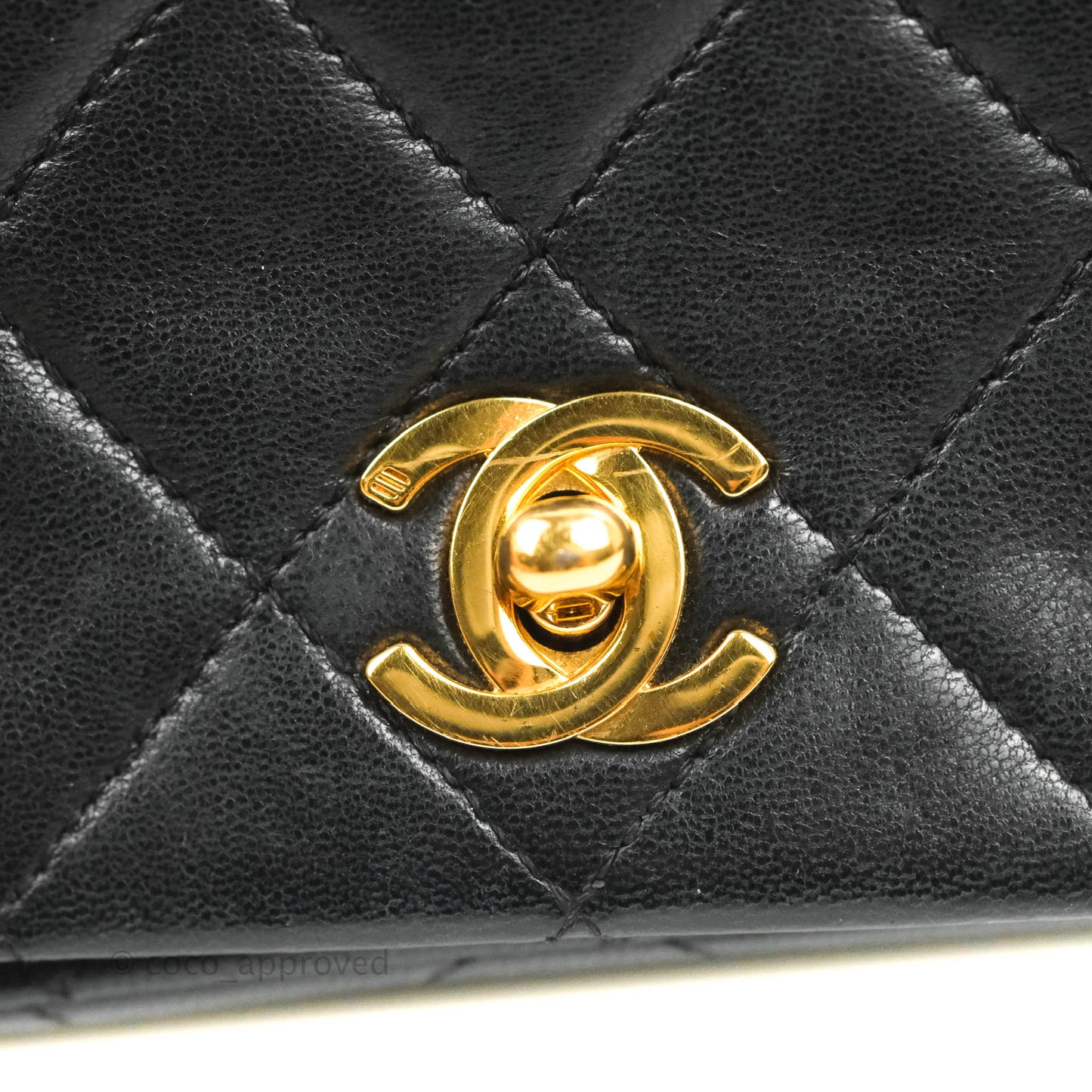 Chanel Vintage Small Single Full Flap Bag Black Lambskin 24K Gold Hardware