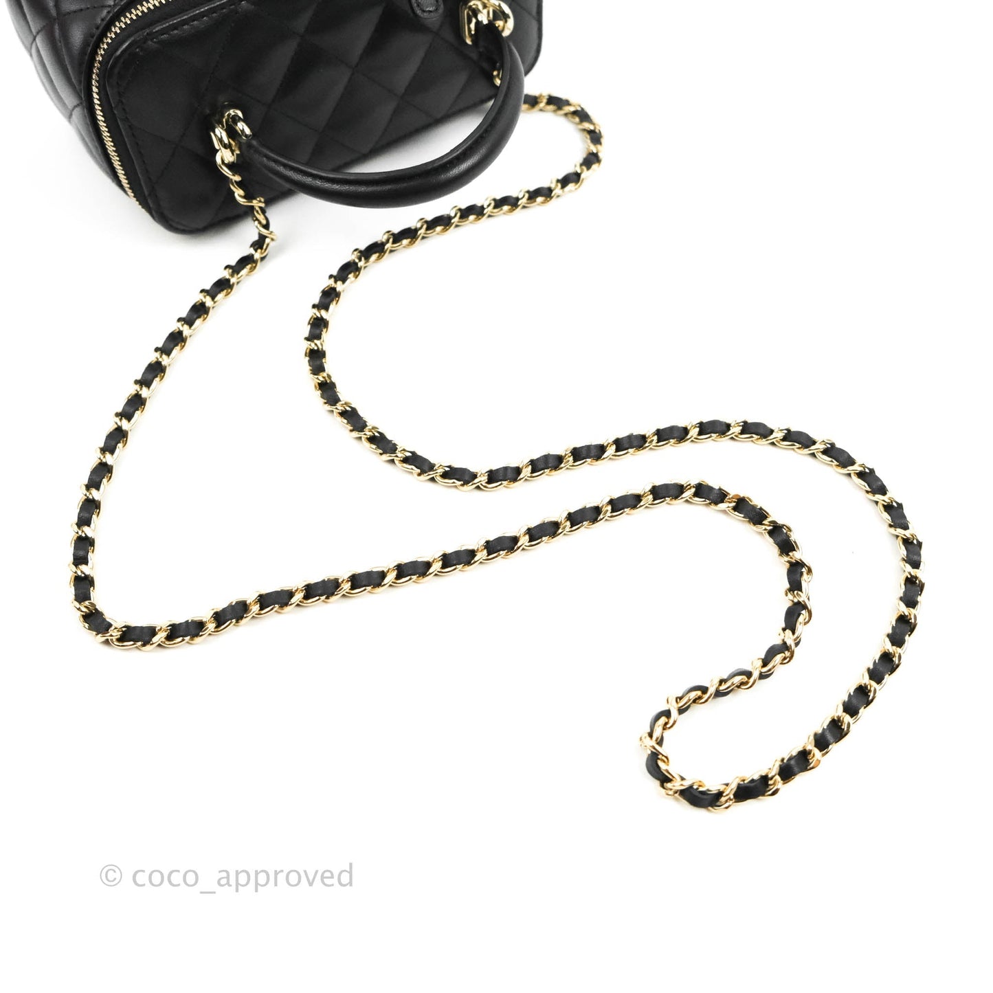 Chanel Vanity Rectangular Top Handle Black Lambskin Gold Hardware
