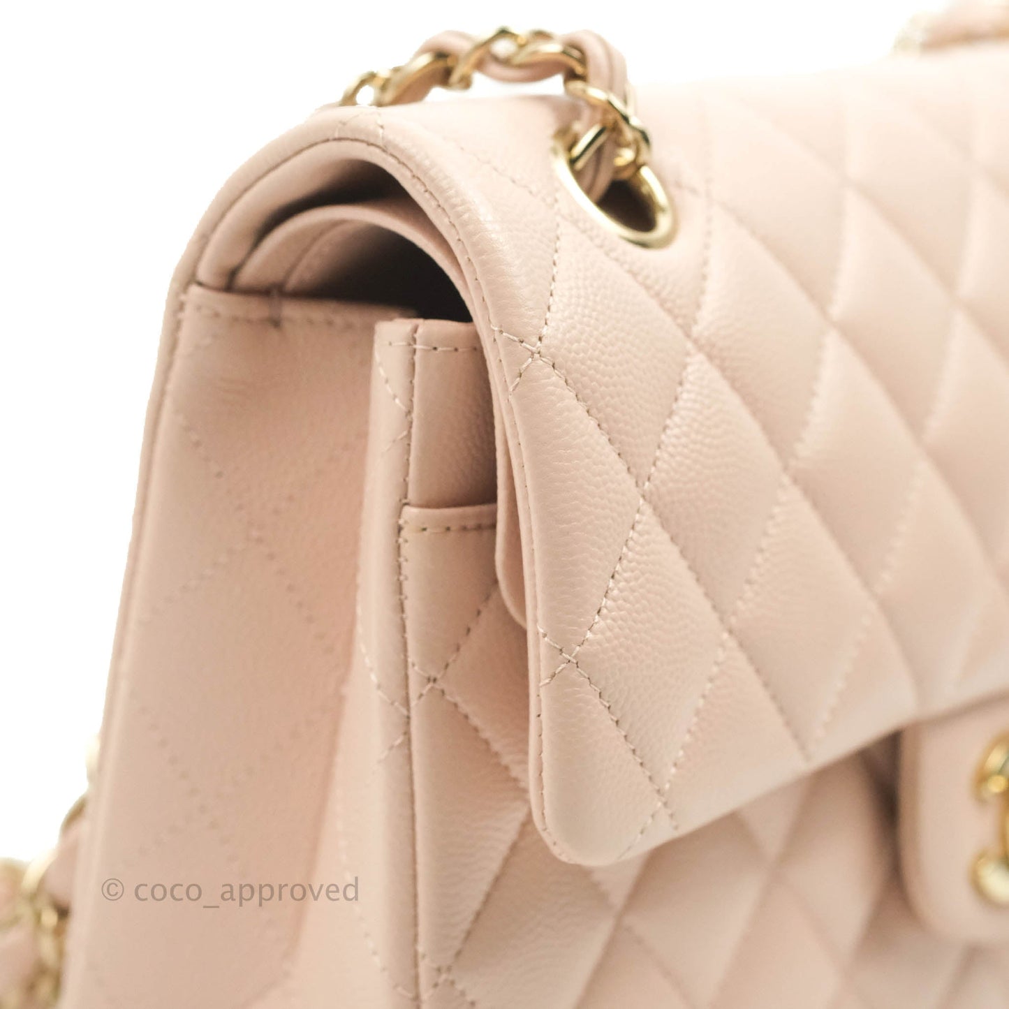 Chanel Small Classic Quilted Flap Rose Clair Pink Caviar Gold Hardware 21C