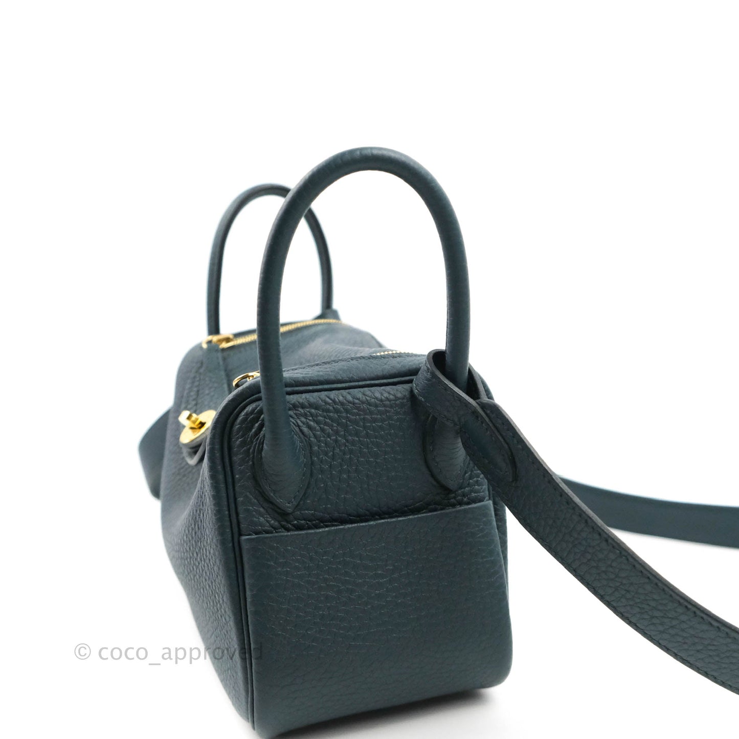 Hermès Mini Lindy 20 Vert Cypres Clemence Gold Hardware