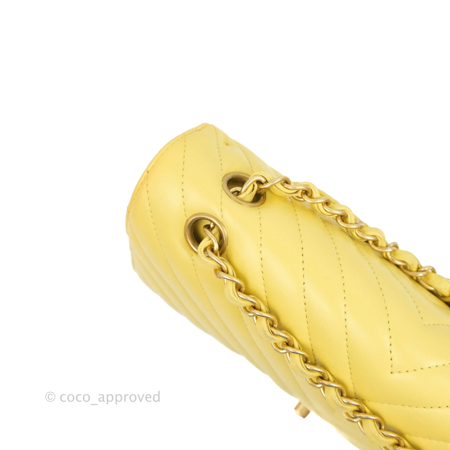Chanel Classic M/L Medium Flap Chevron Yellow Lambskin Gold Hardware