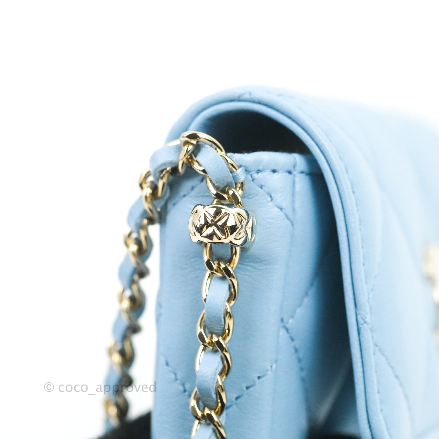 Chanel Mini Clutch With Chain Blue Lambskin Gold Hardware