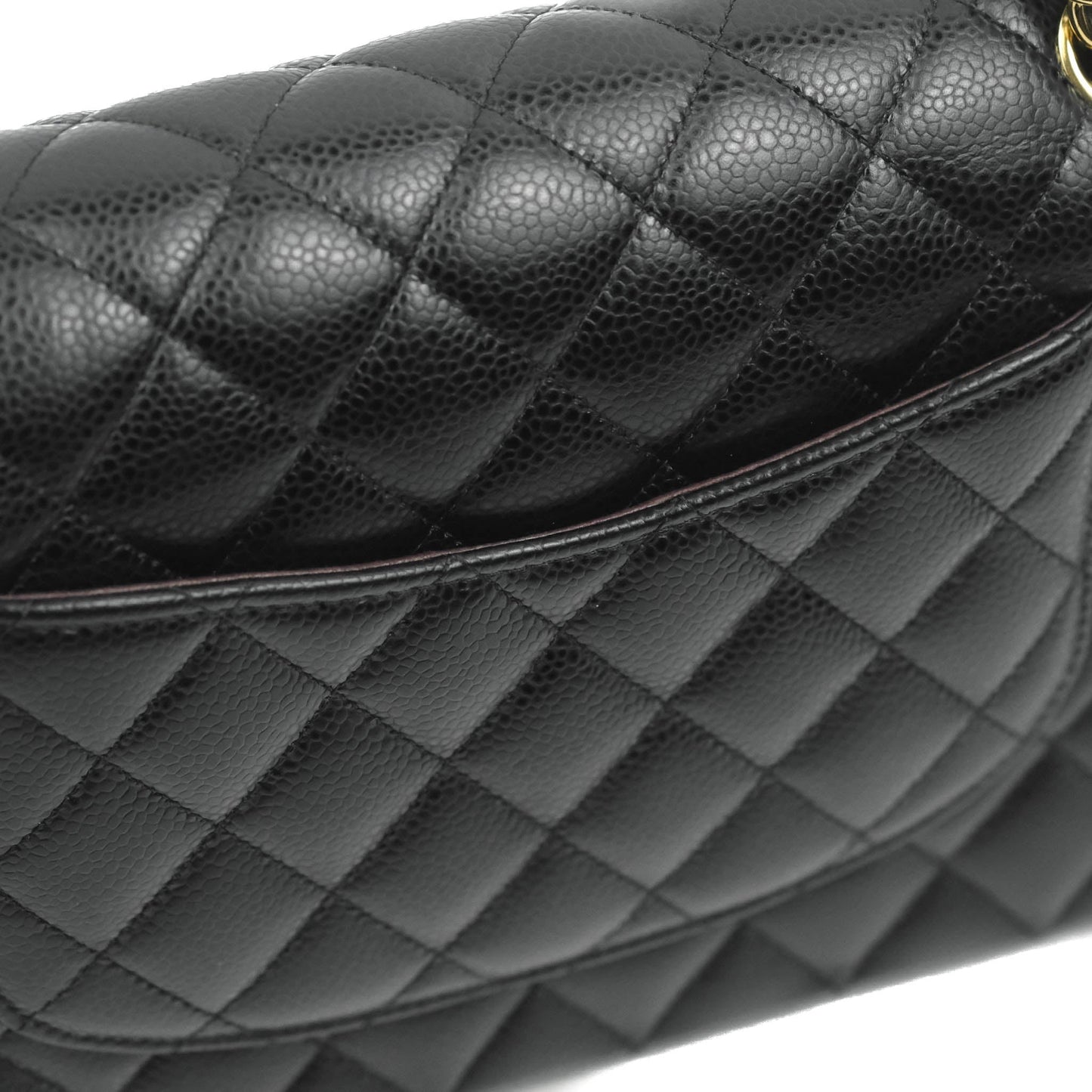 Chanel Classic M/L Medium Double Flap Black Caviar Gold Hardware