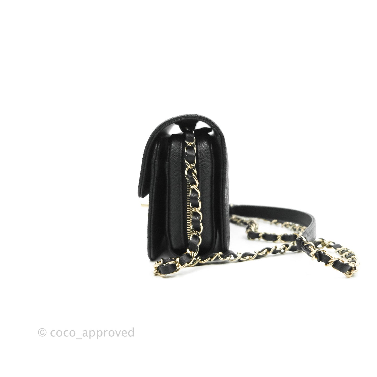 Chanel Quilted Small Like The Wallet Flap Black Caviar Light Gold Hardware 22C