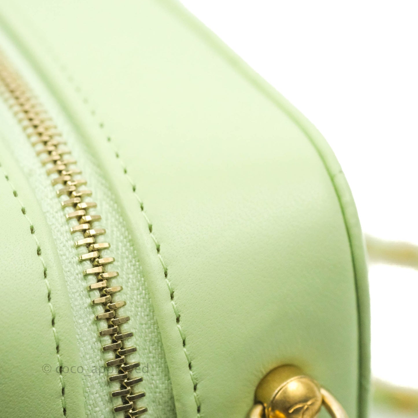 Chanel Mini Pearl Crush Quilted Camera Case Pastel Green Lambskin Aged Gold Hardware