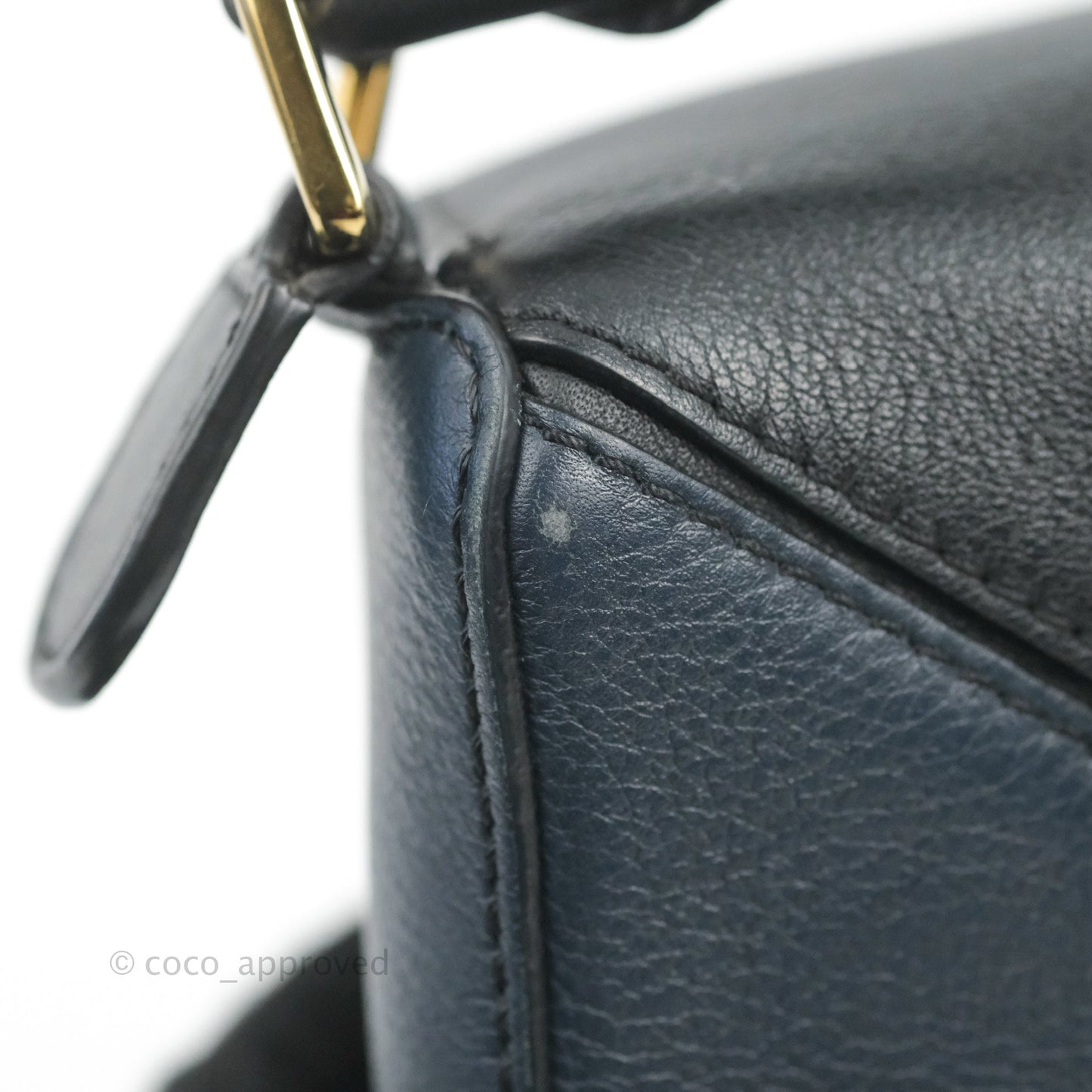 Loewe Mini Puzzle Bag Black/White/Navy Calfskin Gold Hardware