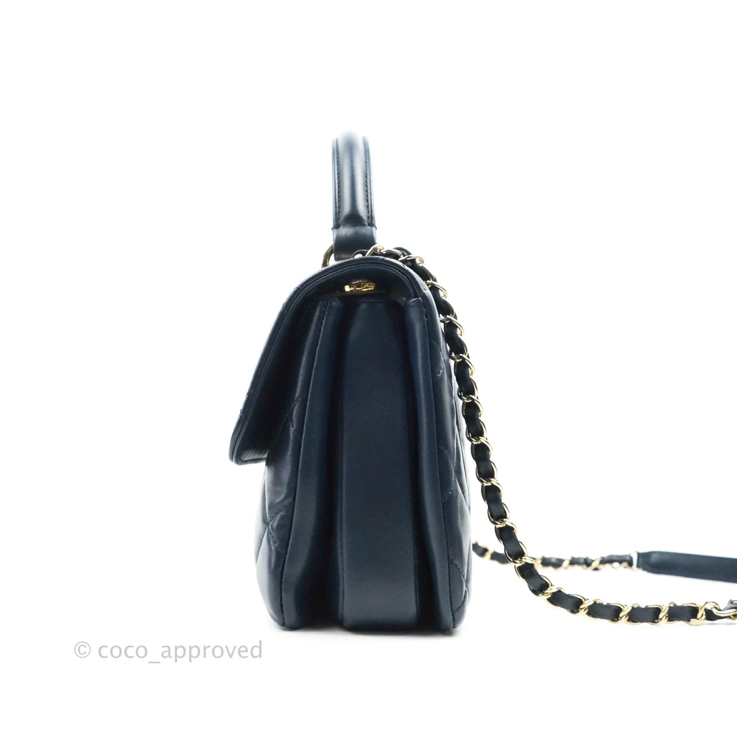 Chanel Small Trendy CC Navy Lambskin Gold Hardware