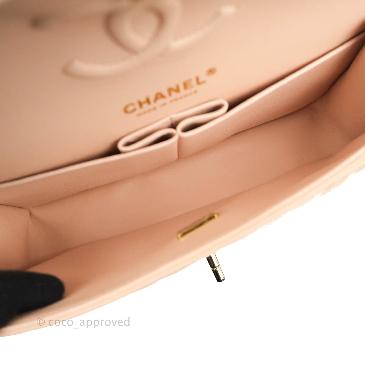 Chanel Small Classic Quilted Flap Light Beige Pink Caviar Gold Hardware 22C