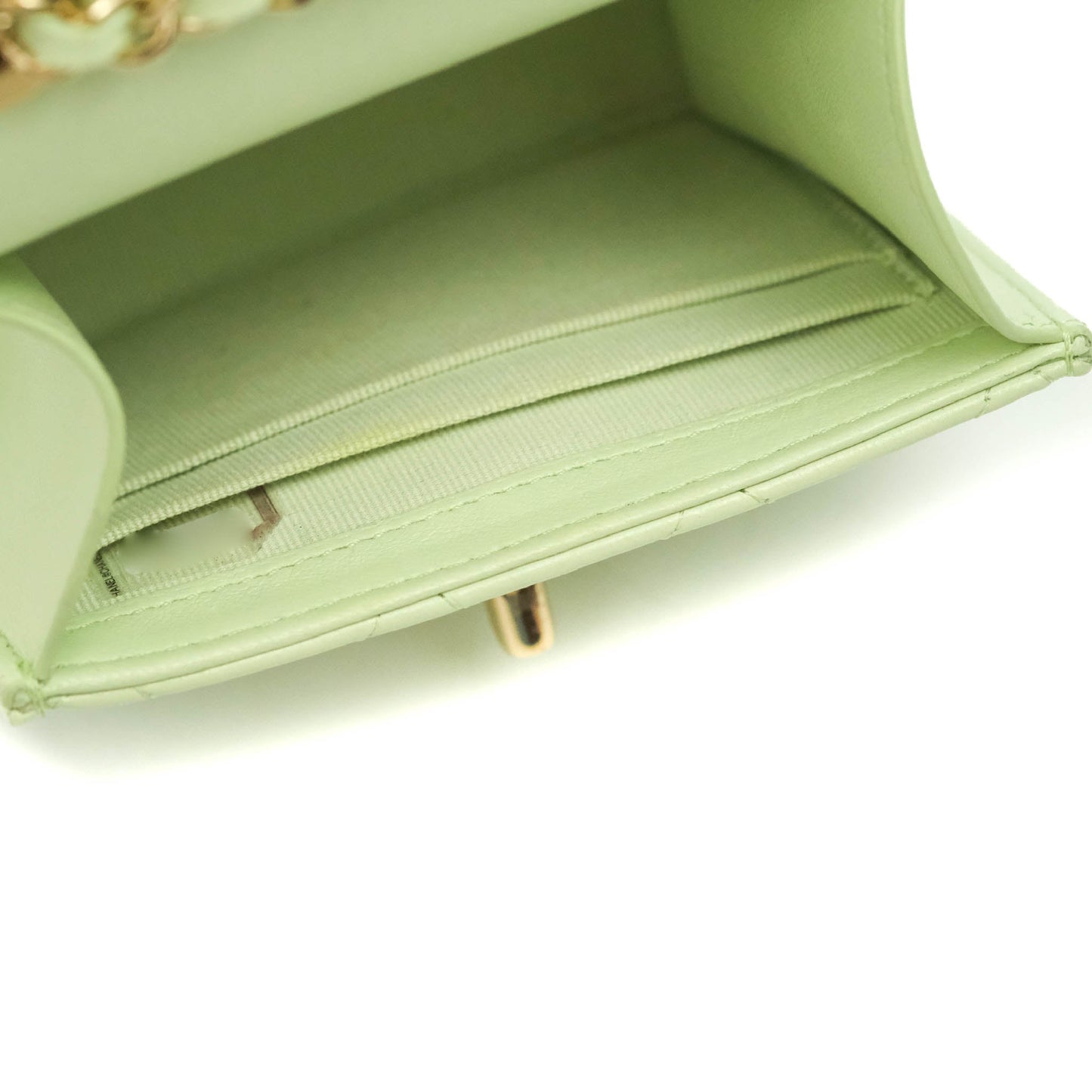 Chanel Mini Quilted Trendy CC Clutch With Chain Light Green Lambskin Gold Hardware