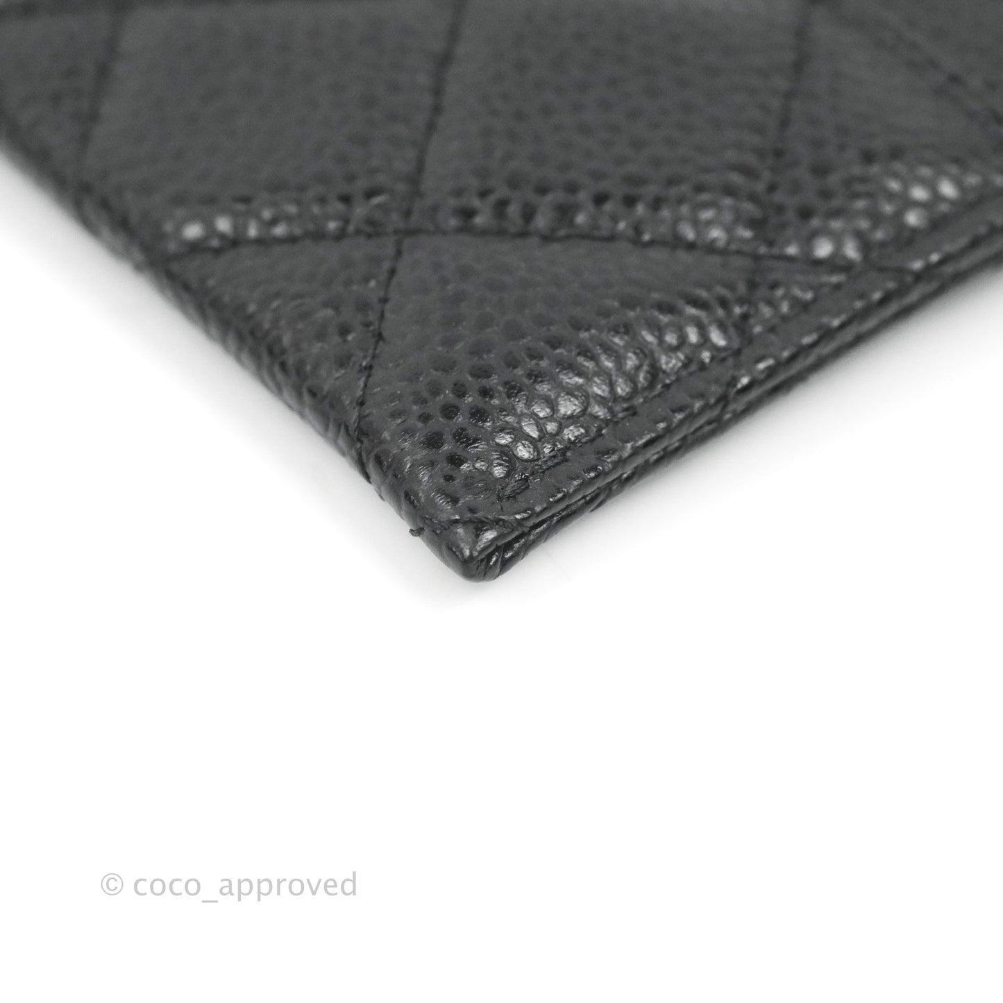 Chanel Classic Flat Card Holder Black Caviar Silver Hardware