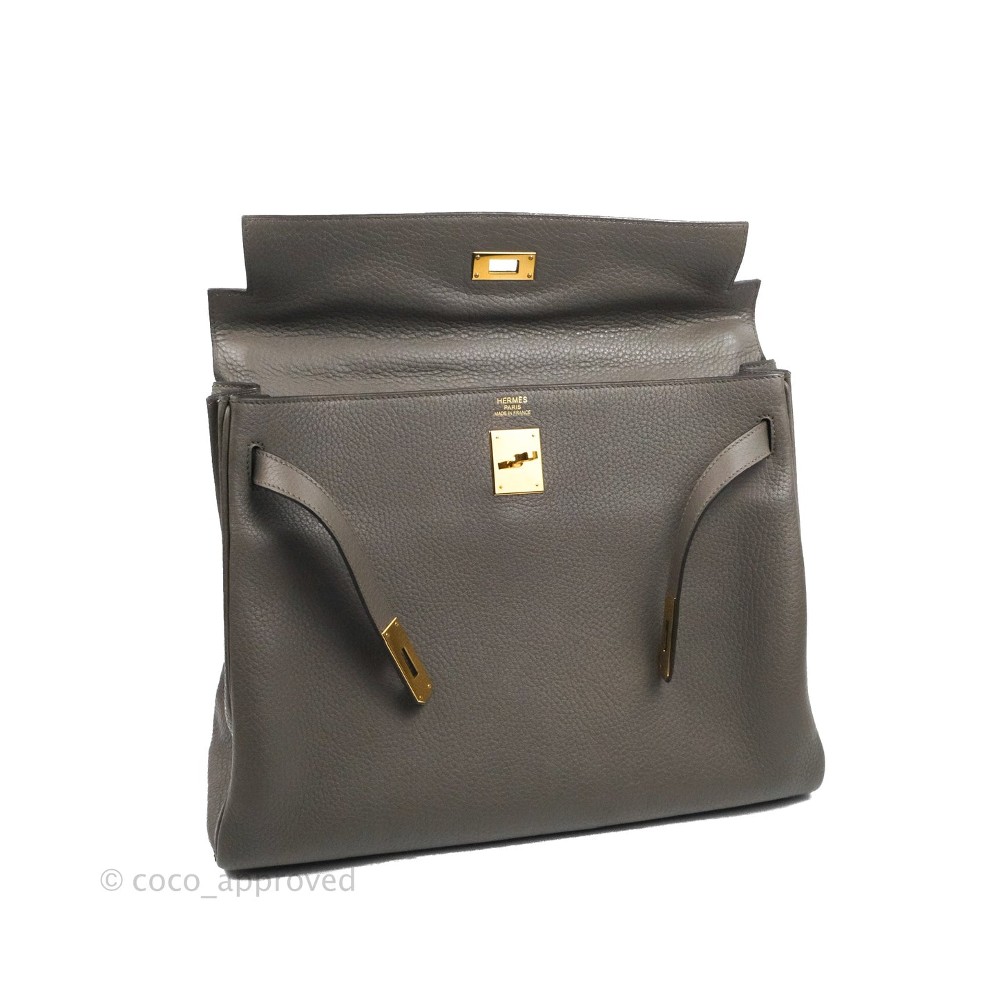 Hermès Kelly 35 Retourne Etain Clemence Gold Hardware
