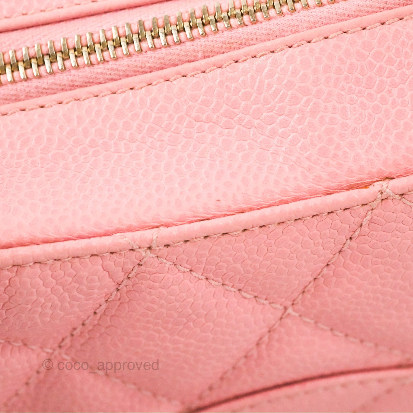 Chanel Vintage CC Quilted Shoulder Bag Pink Caviar Gold Hardware