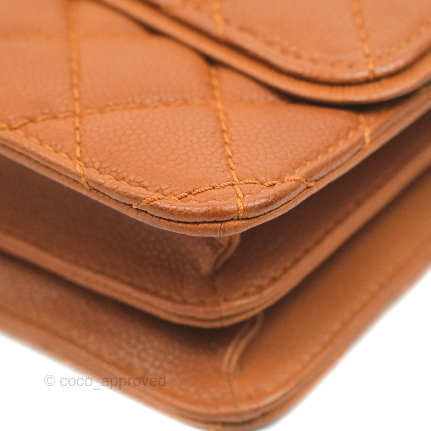 Chanel Flap Bag Quilted Caramel Brown Caviar Ruthenium Hardware