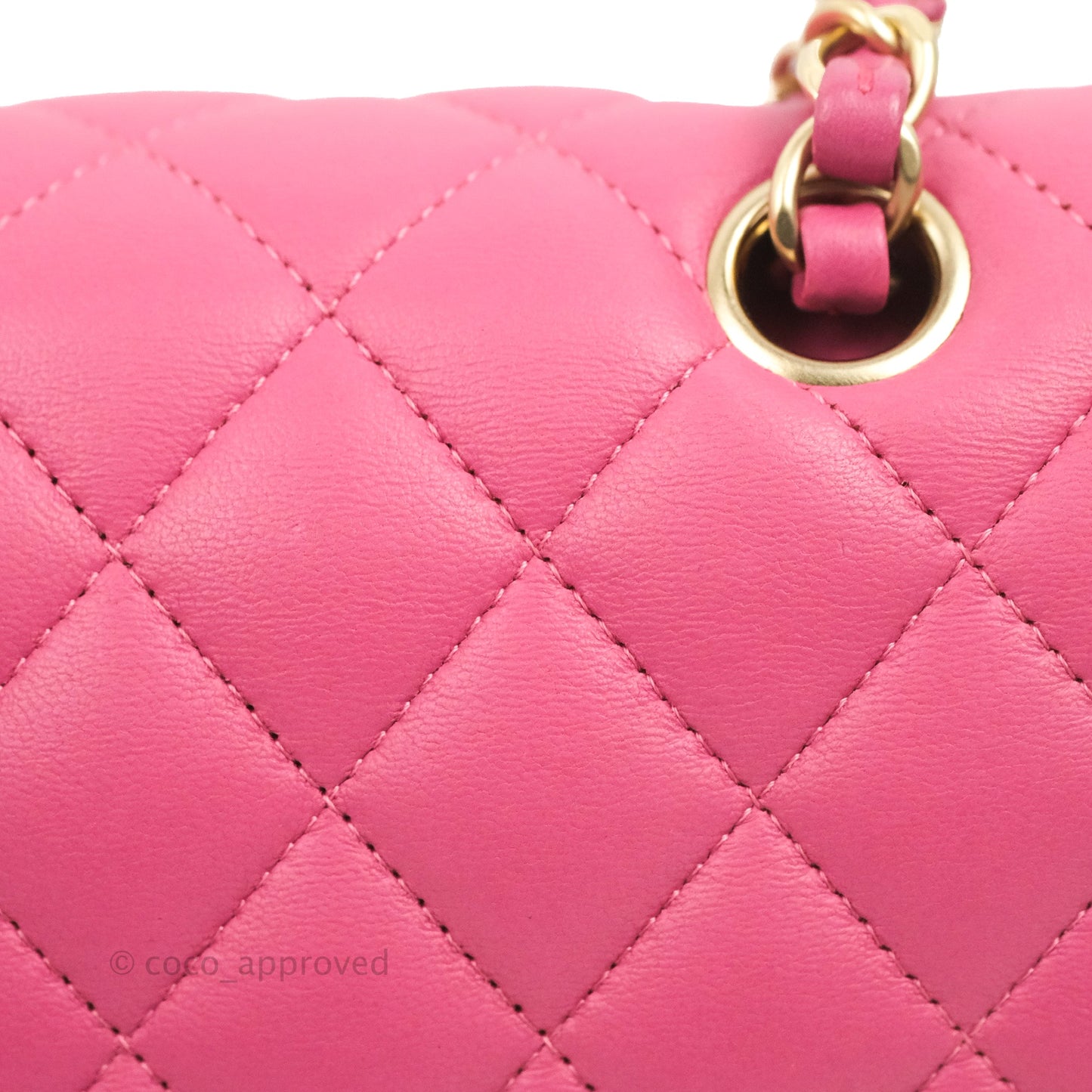 Chanel Classic M/L Medium Double Flap Pink Lambskin Matte Gold Hardware