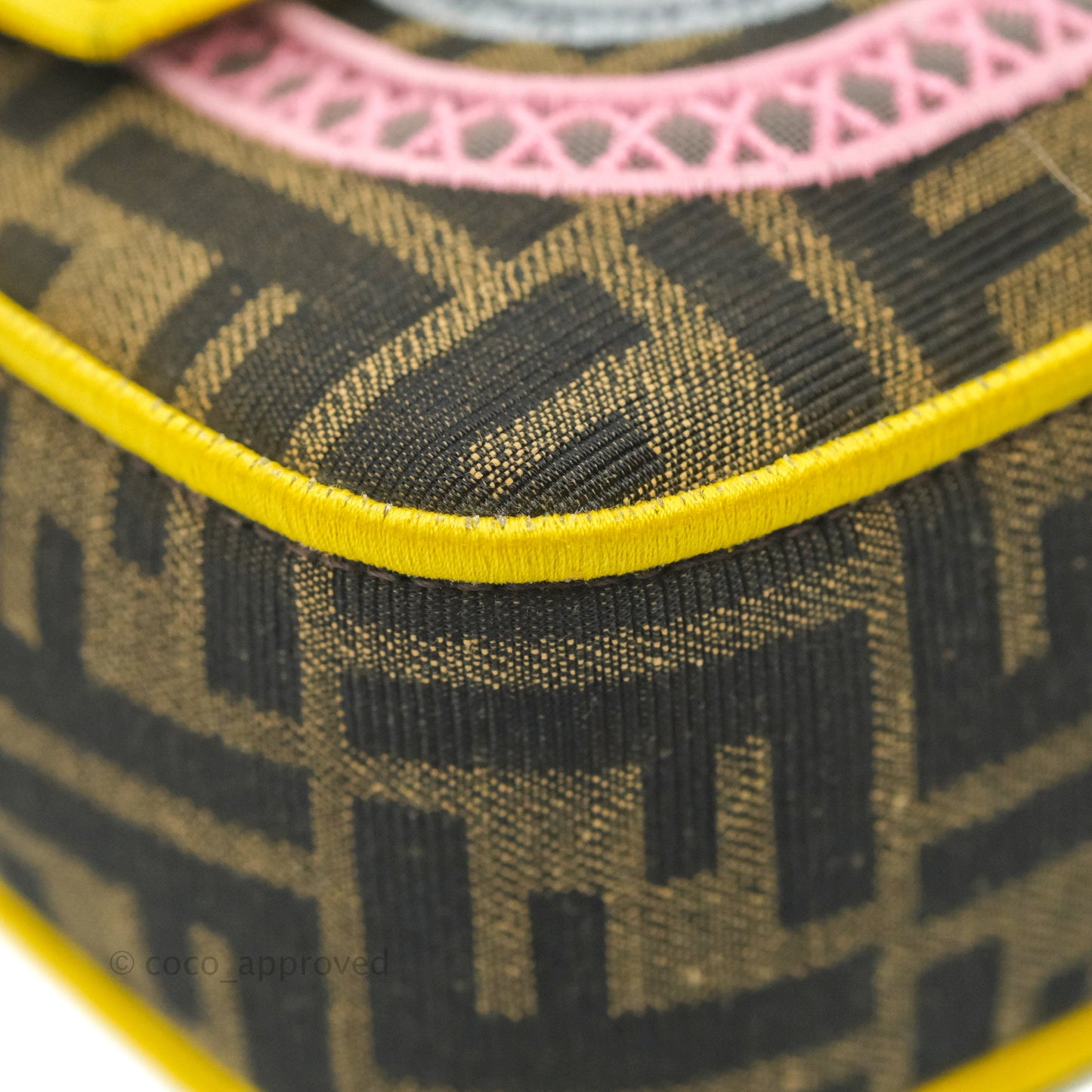 Fendi Medium Embroidered FF Fabric Baguette Bag Multicolour Gold Hardware