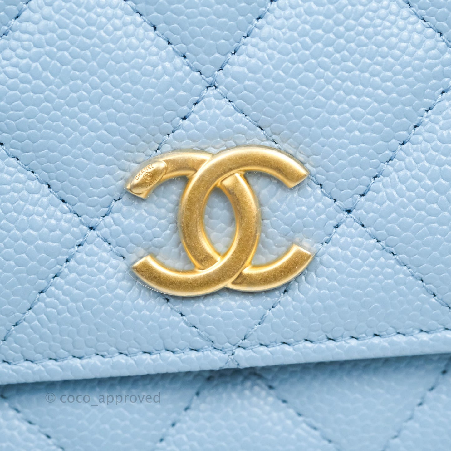 Chanel Top Handle Pick Me Up Wallet On Chain WOC Blue Caviar Gold Hardware 22S