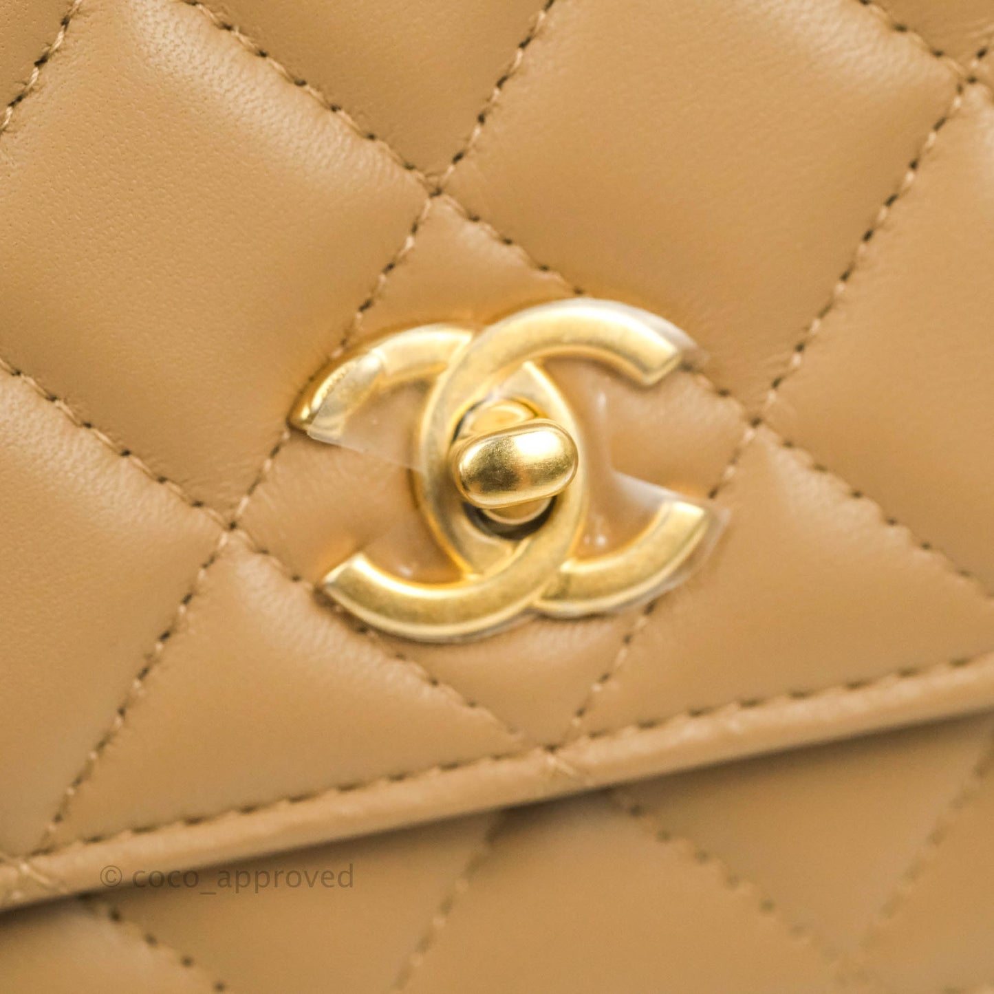 Chanel Quilted Pearl Crush Wallet on Chain WOC Beige Lambskin Aged Gold Hardware 22B