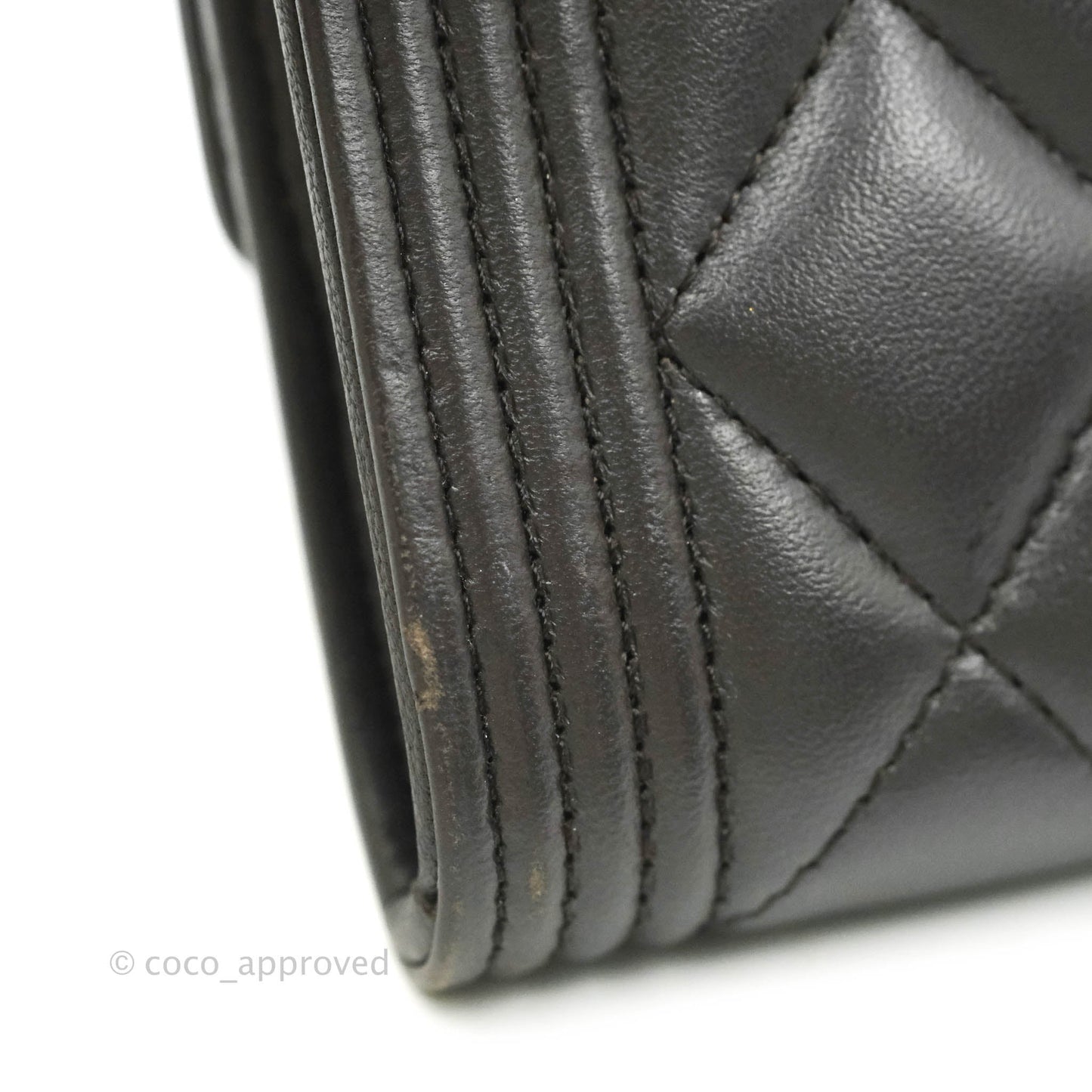 Chanel Quilted Boy Flap Long Wallet Dark Purple Lambskin Gold Hardware