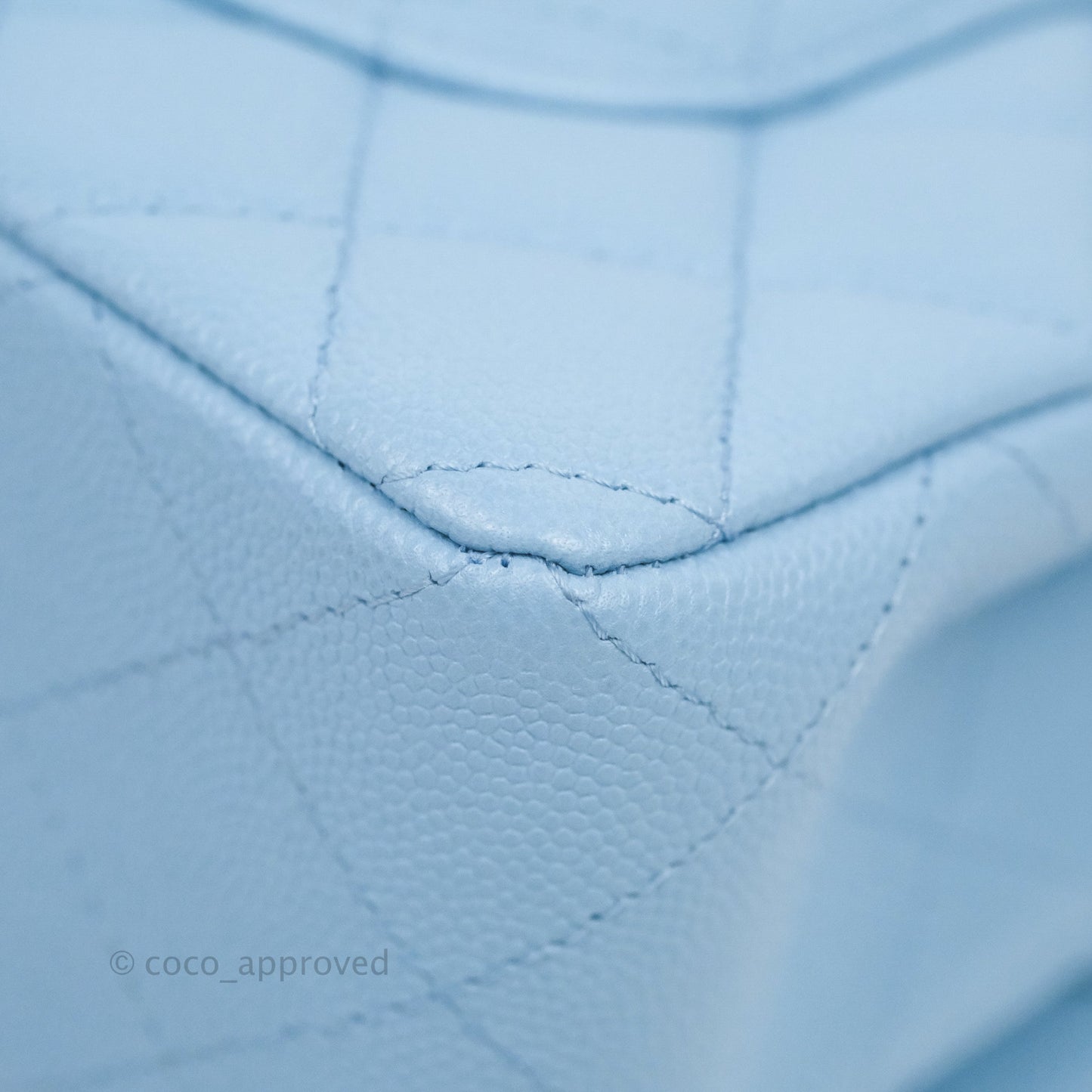 Chanel Small Classic Quilted Flap Light Blue Caviar Gold Hardware