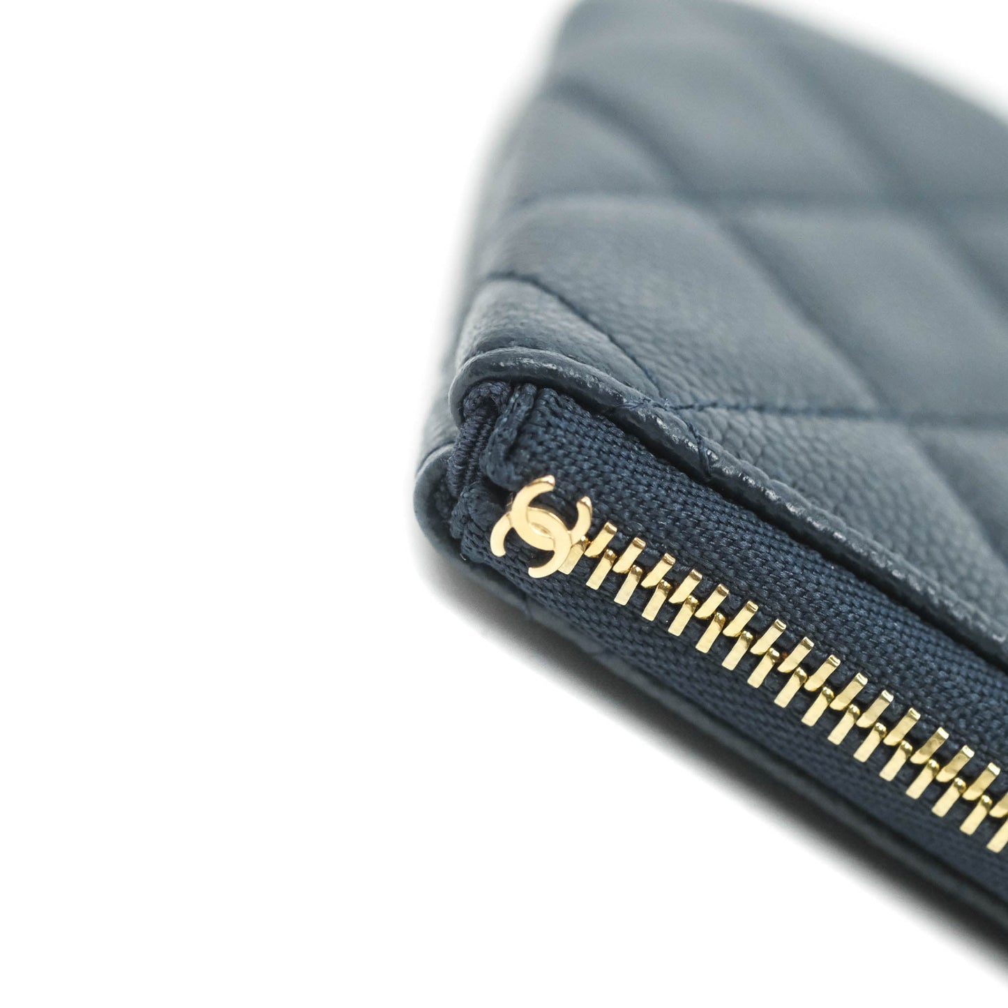 Chanel Mini Quilted O Case Navy Caviar Gold Hardware