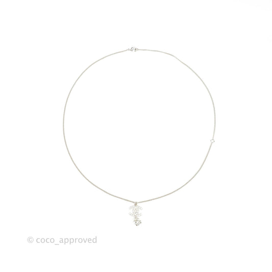 Chanel Crystal Silver CC Drop Necklace