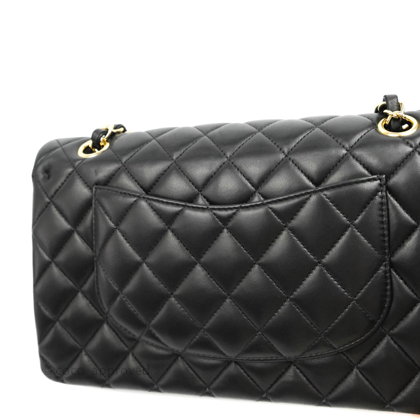 Chanel Classic M/L Medium Double Flap Black Lambskin Gold Hardware