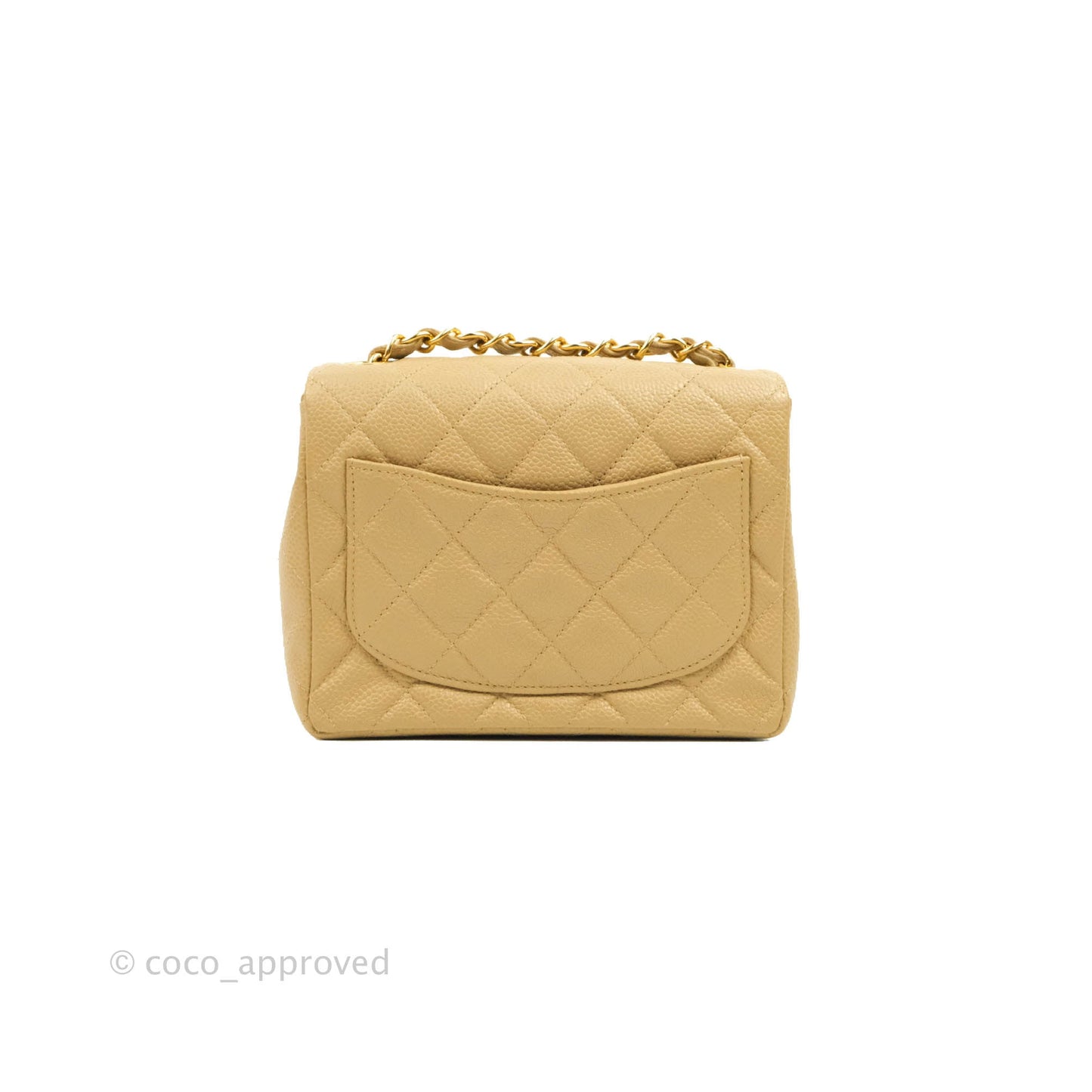Chanel Vintage Quilted Mini Square Dark Beige Caviar 24K Gold Hardware