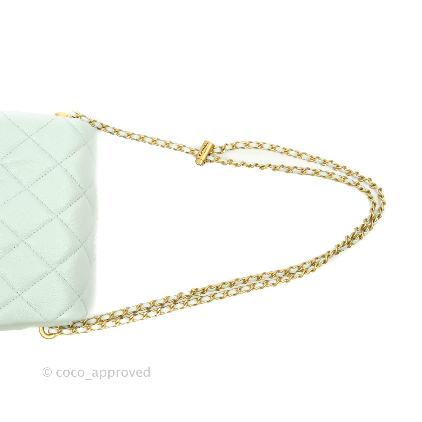 Chanel Quilted My Perfect Mini Iridescent Mint Green Caviar Aged Gold Hardware 21K