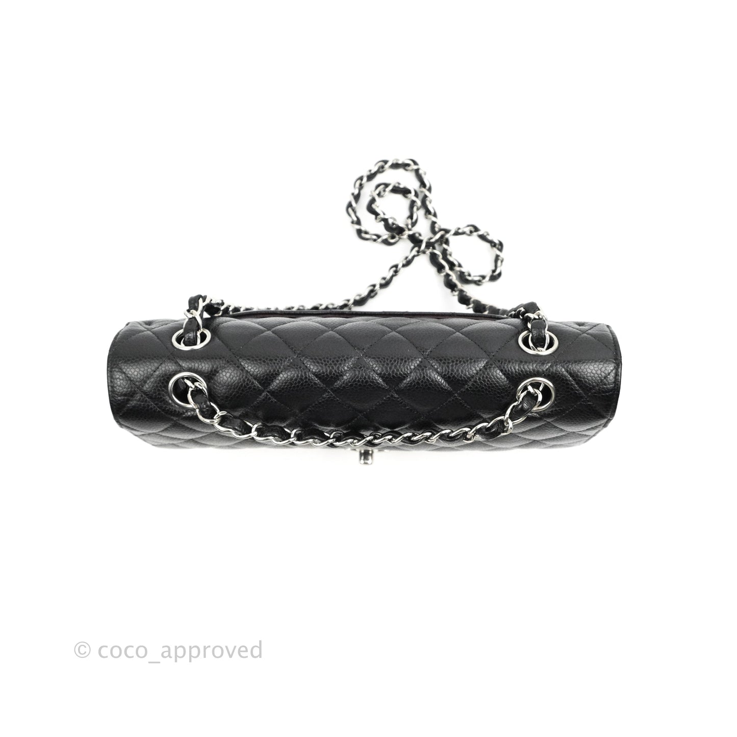Chanel Classic M/L Medium Flap Quilted Black Caviar Silver Hardware