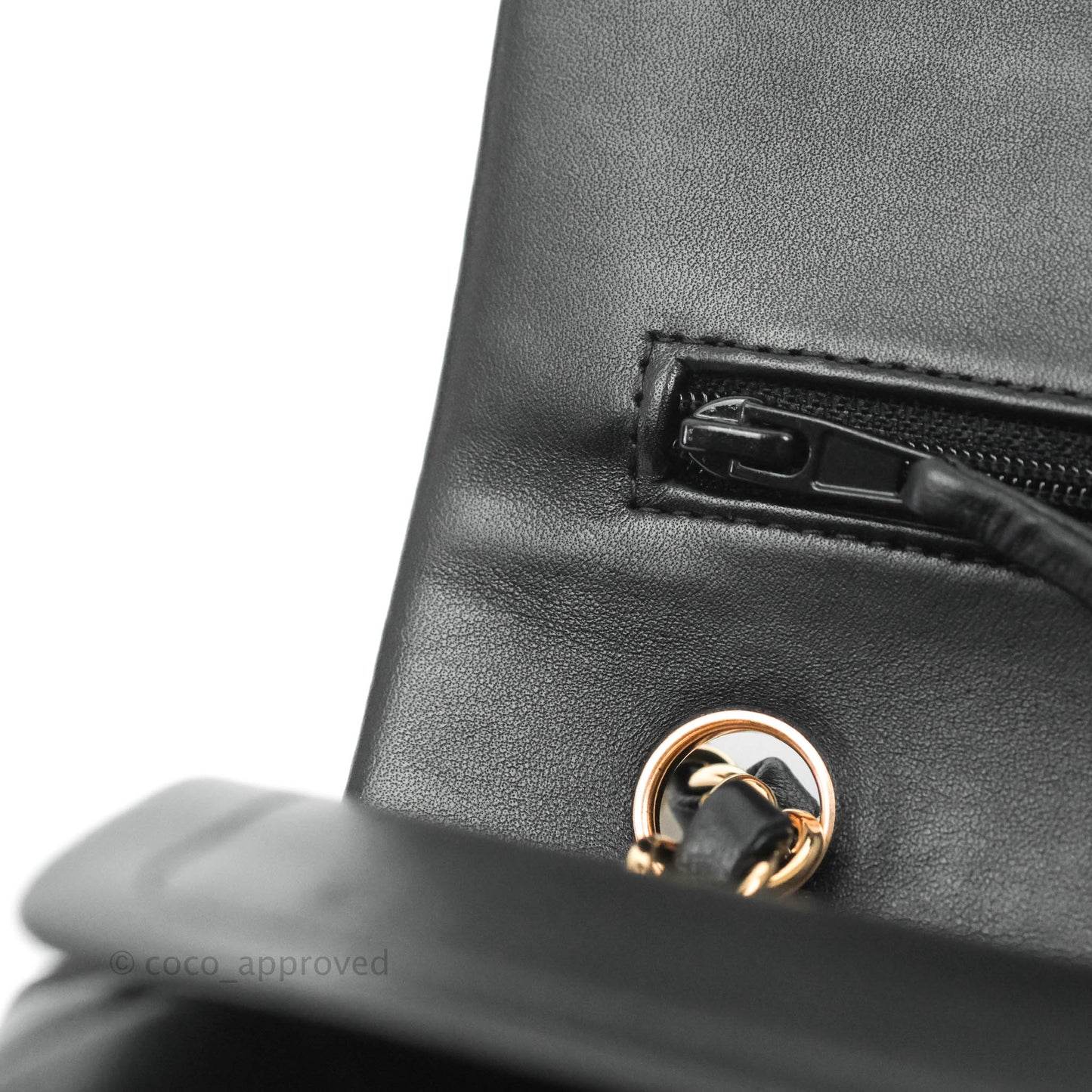 Chanel Classic Small S/M Flap Black Lambskin Rose Pink-Gold Hardware