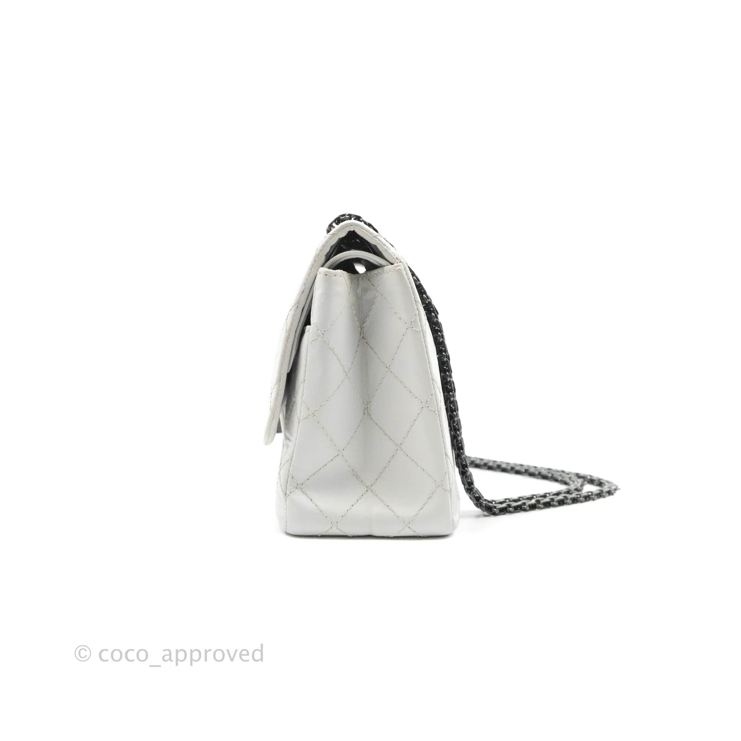 Chanel Quilted Reissue 226 Flap White Aged Calfskin Gun Metal Hardware