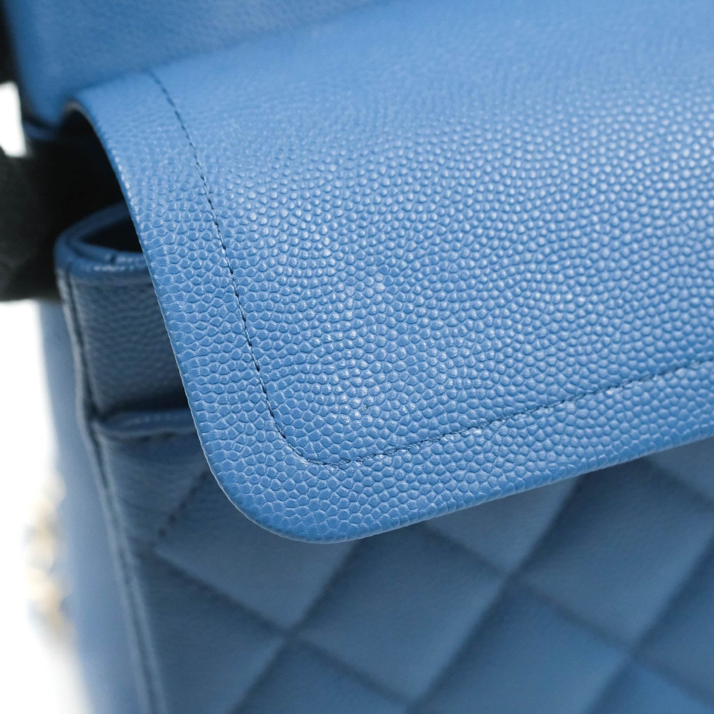 Chanel Small Classic Quilted Flap Blue Caviar Gold Hardware