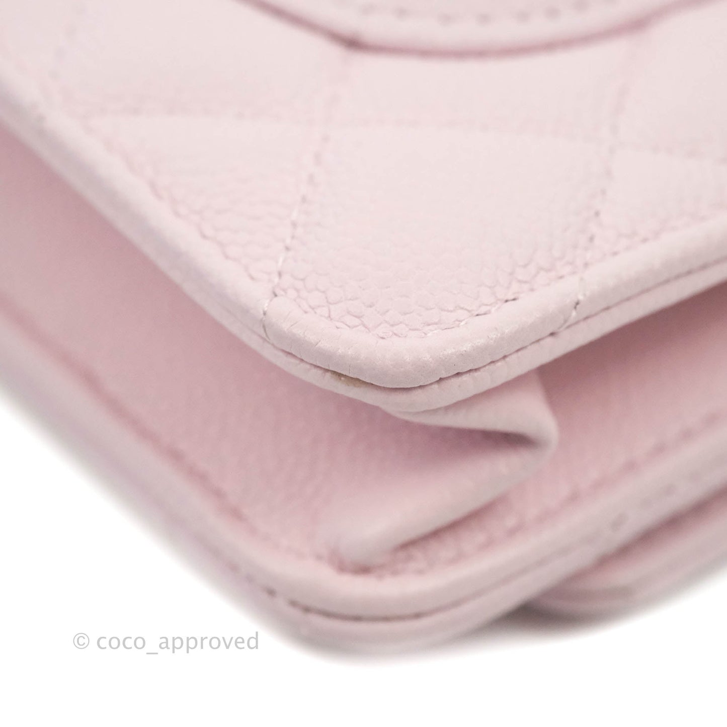 Chanel Quilted CC Chain Wallet on Chain WOC Light Pink Caviar Gold Hardware 22P