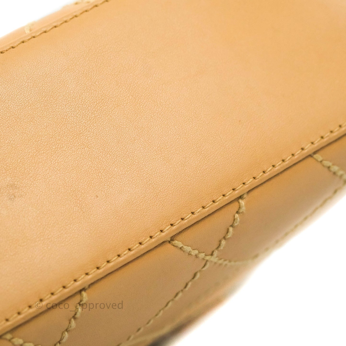 Chanel Vintage Quilted CC Tote Bag Beige Calfskin Gold Hardware