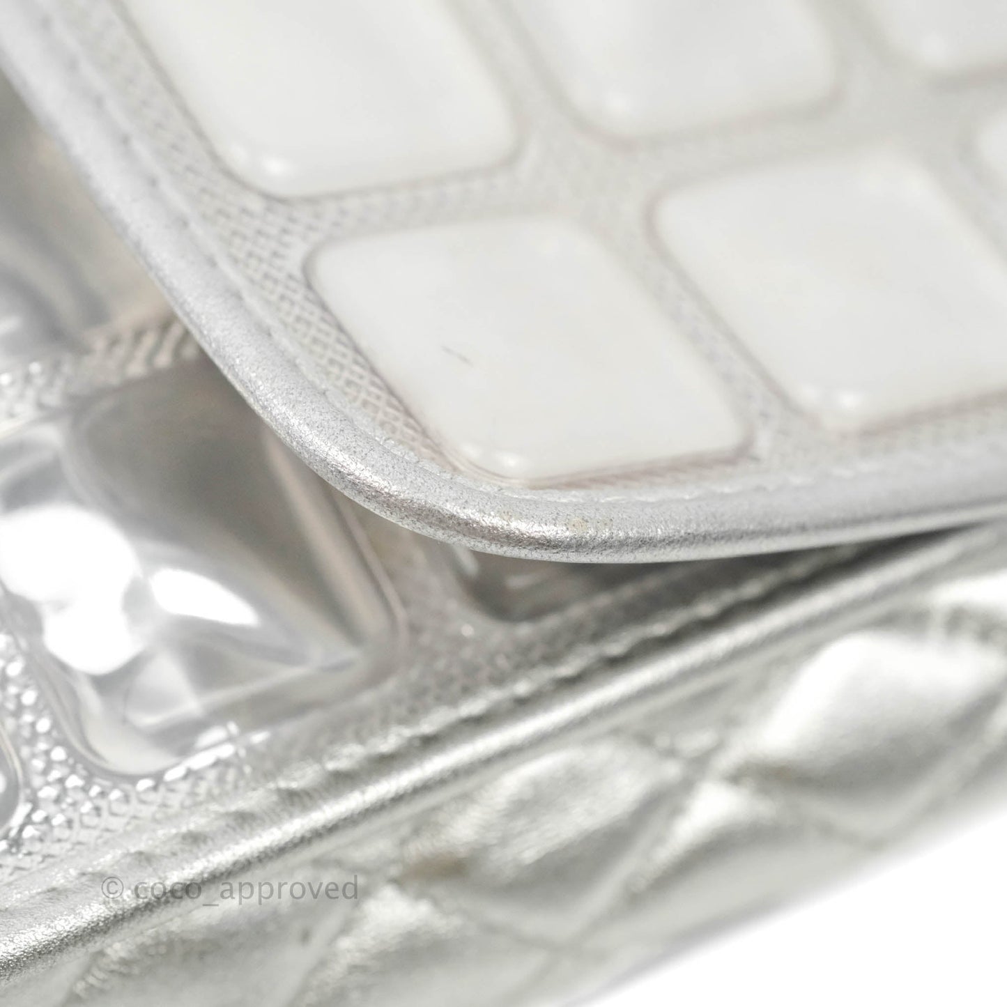 Chanel Vinyl Ice Cube Flap Bag Metallic Silver Silver Hardware