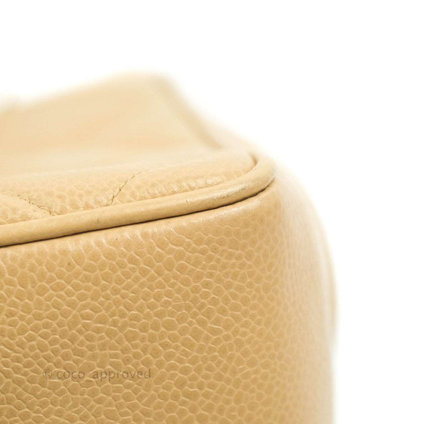 Chanel Vintage CC Quilted Tote Dark Beige Caviar 24K Gold Hardware