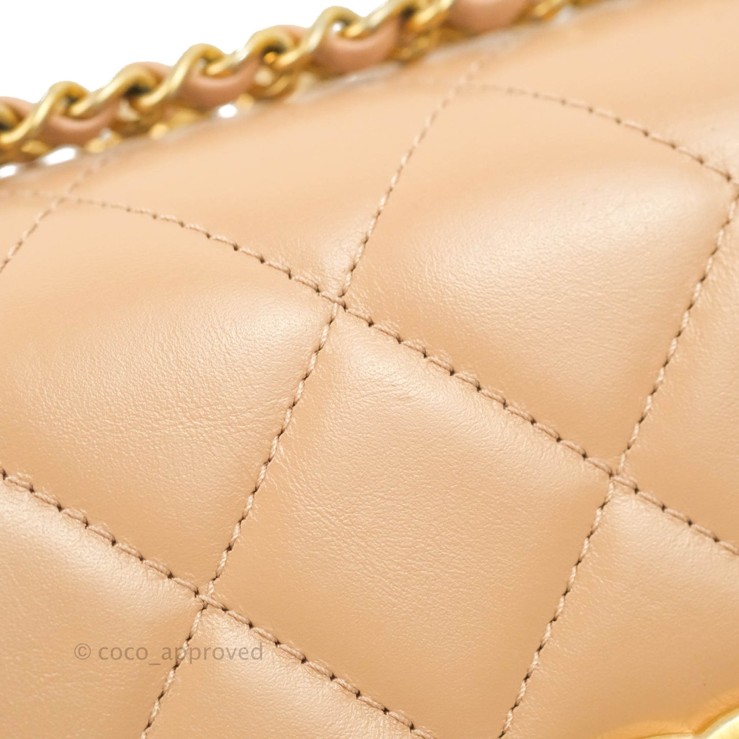 Chanel Quilted Perfect Fit Adjustable Beige Calfskin Gold Hardware 21A