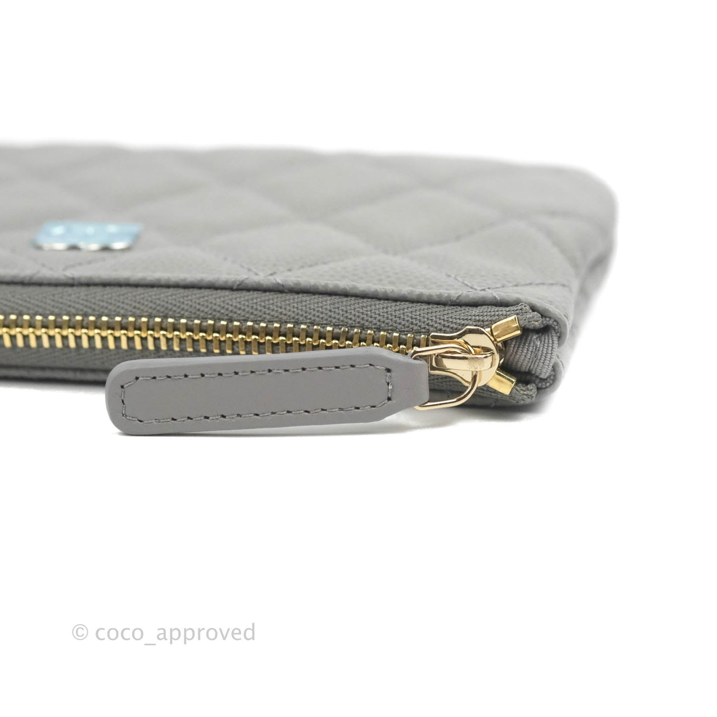 Chanel Quilted Mini O Case Grey Caviar Silver Hardware
