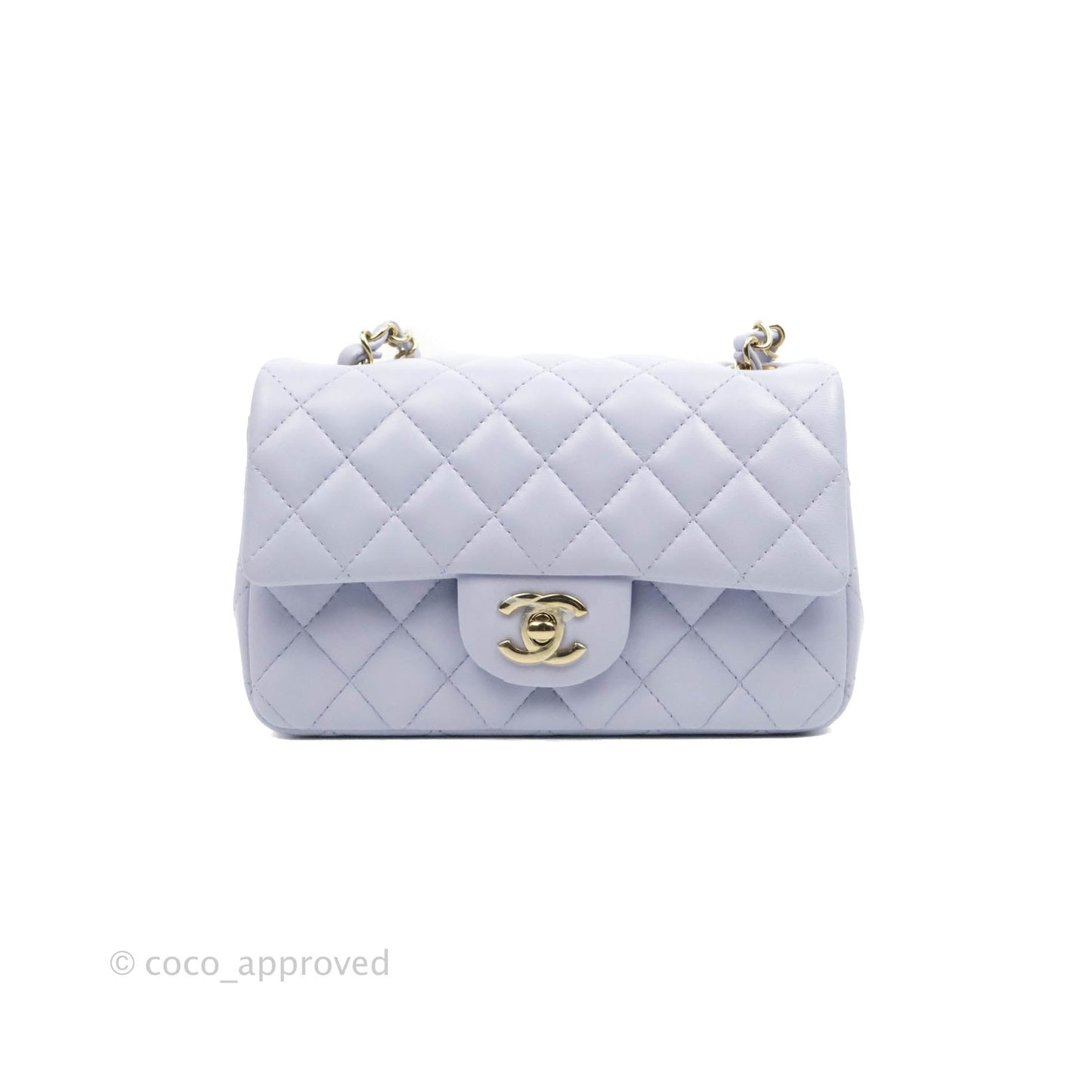 Chanel Quilted Mini Rectangular Lilac Lambskin Gold Hardware 21K